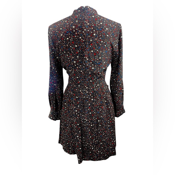 Madewell Silk Balsam Tie Neck Star‎ Printed Dress Memorial Day Fourth of July - Picture 8 of 11